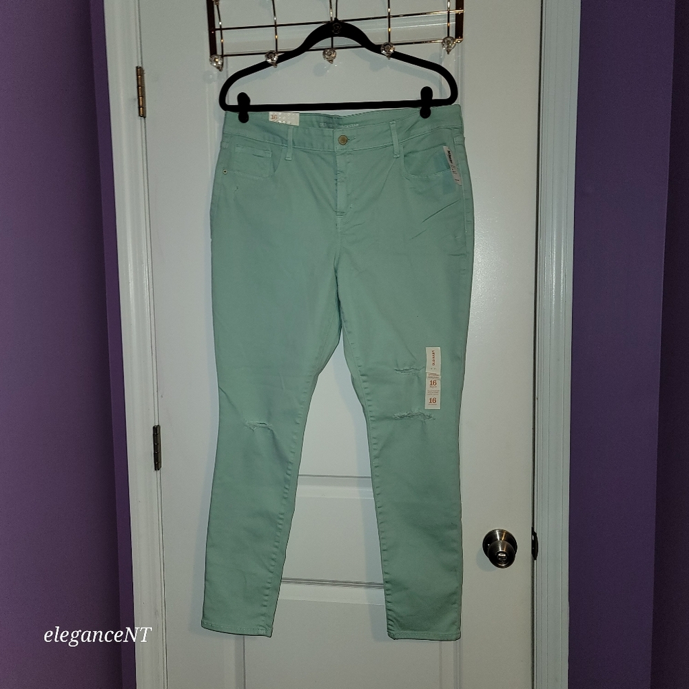 Old Navy Seafoam Green Rockstar mid-rise jeans Sz: 16 NWT - Picture 8 of 8